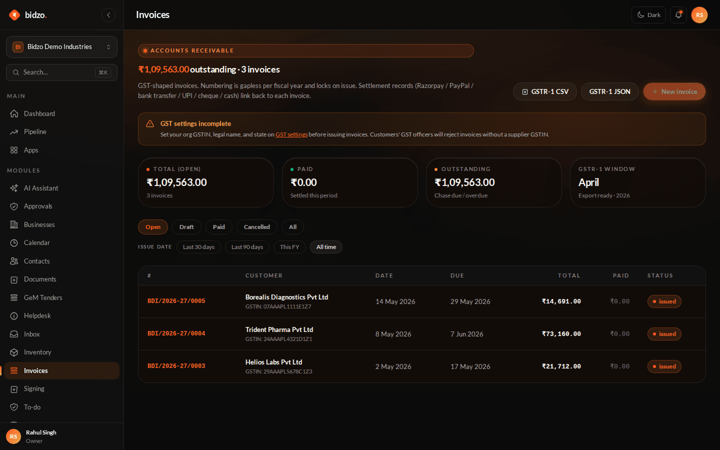 Invoicing with IRN screenshot